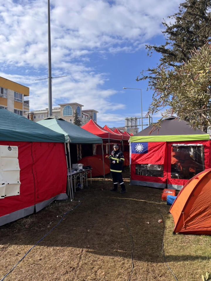 A sector disaster response coordination center is established by the first search and rescue team from Taiwan to arrive in earthquake-hit Turkey in the city of Adiyaman. Photo courtesy of National Fire Agency