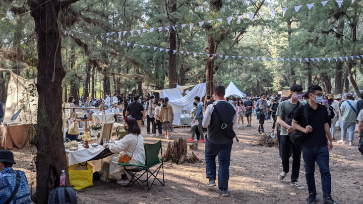 台南「漁光保安林」除具有防止飛沙侵襲功能，亦為台南重要觀光景點，漁光島藝術節期間吸引大批民眾親近及認識保安林。（嘉義林管處提供）