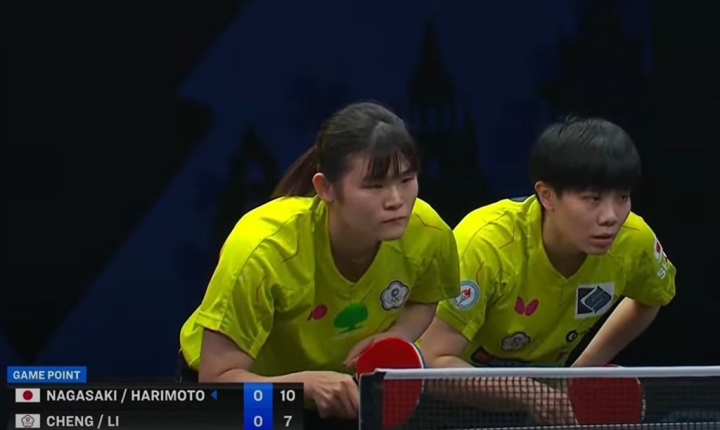 Cheng I-ching (right) and Li Yu-jhun. Screenshot of image taken from the World Table Tennis' YouTube video
