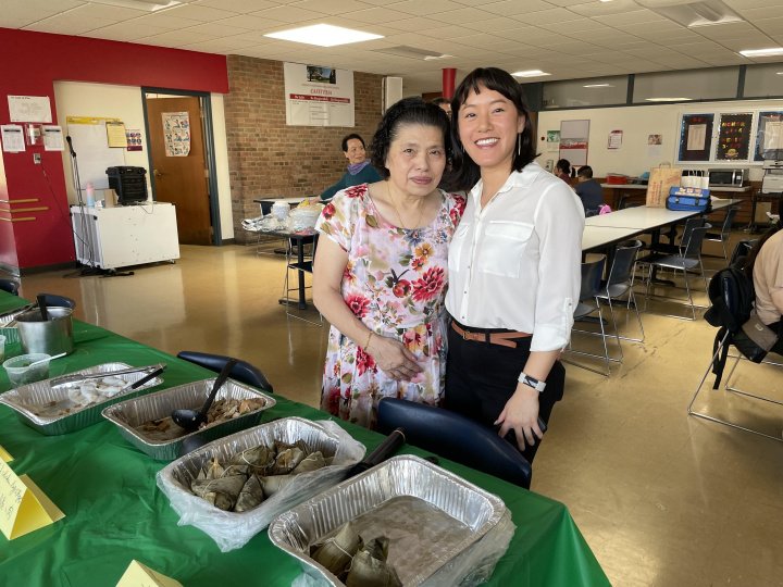 Support from Chef Limei Tu (left) to the Director Anne Hu