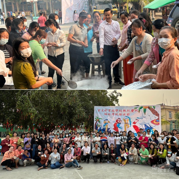 師生搓湯圓、吃湯圓合影