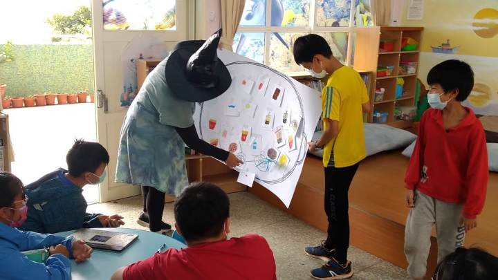 毛毛蟲兒童哲學基金會於澎湖縣風櫃國小藉由閱讀讓學生藝術創作及發表