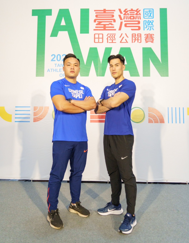 2023臺灣國際田徑公開賽鄭兆村選手(左)及楊俊瀚選手(右)誓言捍衛主場。