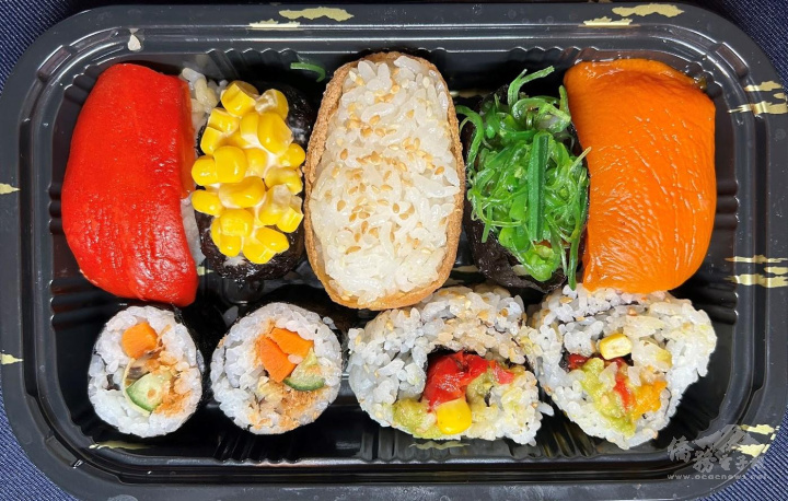 精美的素食壽司餐盒