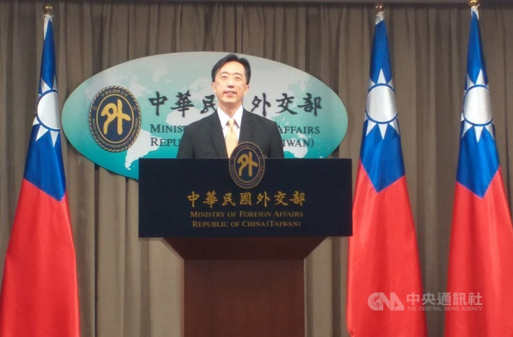 Douglas Hsu speaks at a press conference in the Ministry of Foreign Affairs in this photo taken on August 18, 2020.