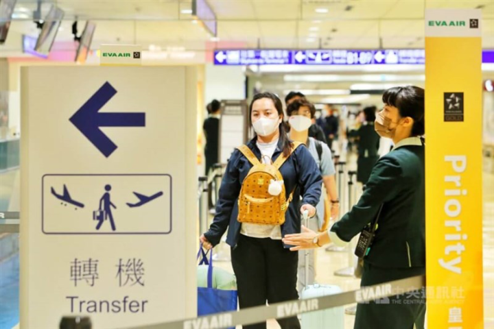 A transfer passenger transits at the Taoyuan Airport in this undated photo.