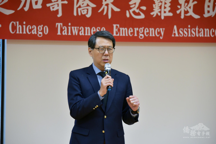 姜森致詞說協會帶著一顆熱忱願意幫忙的心，他很感謝大家的這種心、跟這個意願，辦事處將持續與協會合作