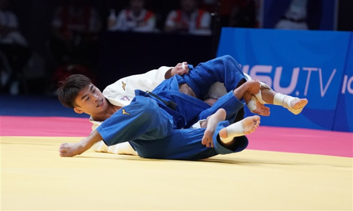 Taiwanese Olympic judo medalist Yang Yung-wei at the men's under-60 kilogram category. Photo courtesy of Chinese Taipei University Sports Federation July 29, 2023