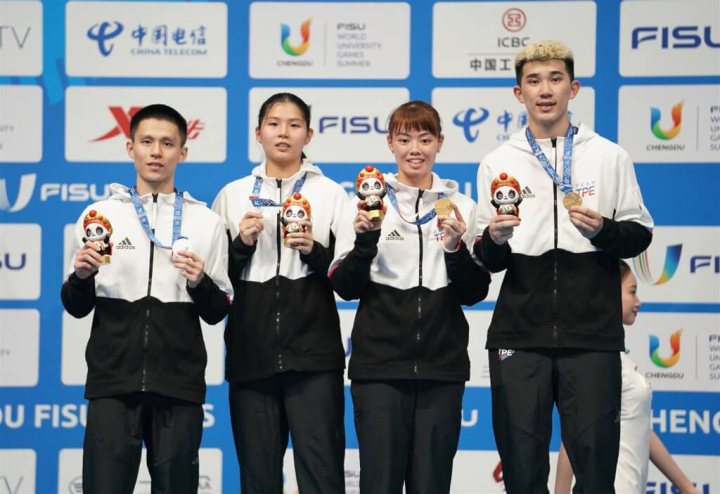 成都世大運混雙決賽7日台灣2組人馬對打。（大專體總提供）