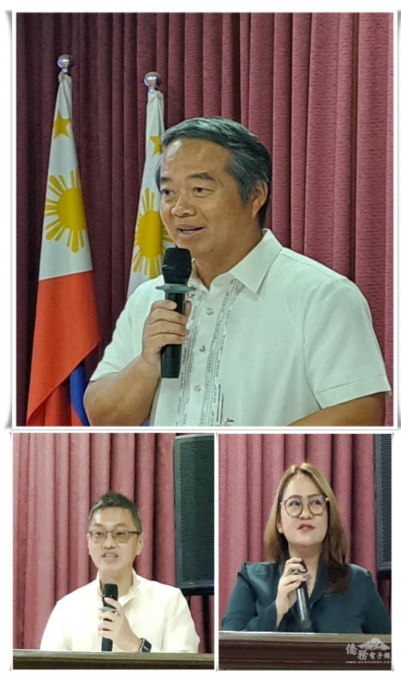 周民淦(上圖)、會長張哲嘉（下圖左）及處長Magno（下圖右） 分別致詞