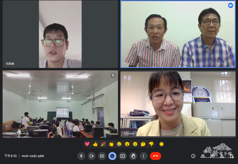 僑務秘書何雨畊(左上圖)、董事長張弘輝、校長徐國鍠(右上圖)及弘光科大教師阮氏玉梅(右下圖)出席