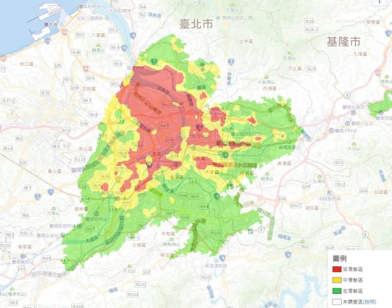 地調所表示，民眾可在「土壤液化潛勢查詢系統」查詢住家是否位於高潛勢土壤液化區。（圖取自土壤液化潛勢查詢系統網頁liquid.net.tw）