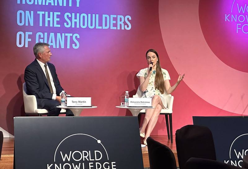 馬特維丘克（Oleksandra Matviichuk）12日出席在首爾舉行的世界知識論壇（World Knowledge Forum）。