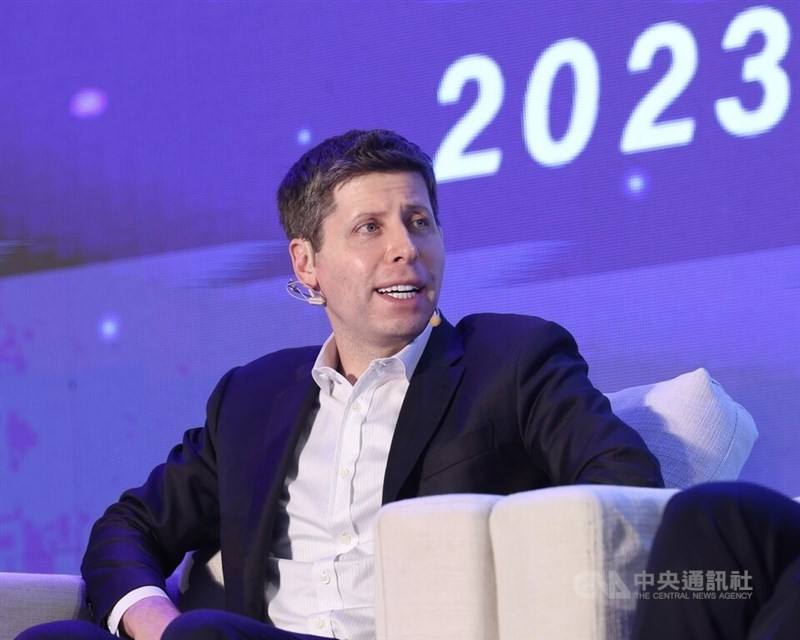 OpenAI CEO Sam Altman takes part in a conversation at the AI forum in Taipei Monday. CNA photo Sept. 25, 2023