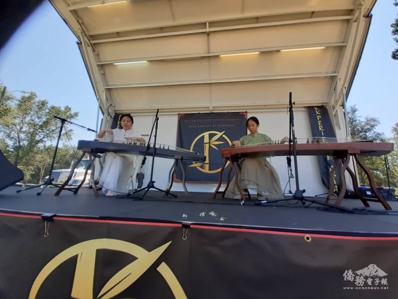 Florida State University Music Department Professor Haiqiong Deng and her daughter Isabel Liu play the guzheng. (Provided by Asian Coalition of Tallahassee)
