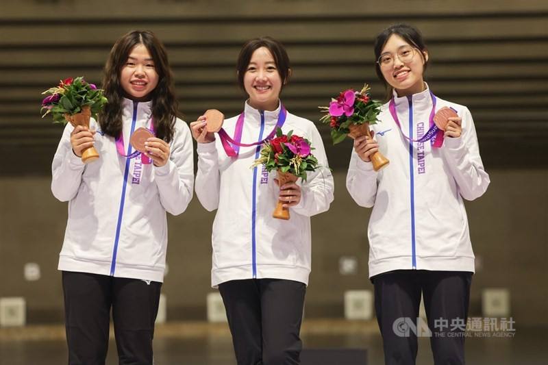 From left to right: Yu Ai-wen, Wu Chia-ying, Liu Heng-yu. CNA photo Sept. 29, 2023