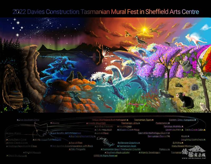 臺灣藝術家吳鳳茱在當地Sheffield Art Centre 舉辦「2022年壁畫節」精美藝術作品做出的明信片