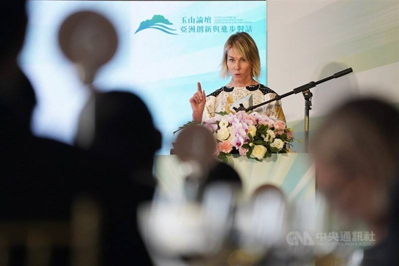 Former United States Ambassador to the United Nations Kelly Craft speaks at a luncheon during the 2023 Yushan Forum in Taipei on Monday. CNA photo Oct. 11, 2023