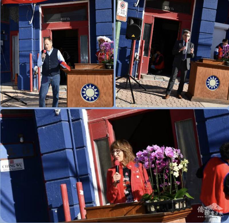 當地政要致詞慶祝雙十國慶，左起國會議員Kevin Lamoureux、市議員 Brian Mayes(右)、下為Brandon 大學教授Alison Marshall