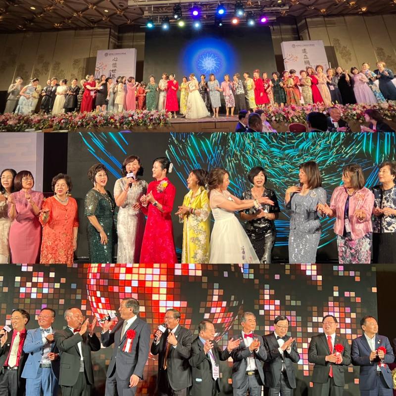 世華總會幹部、國際事務顧問及來賓於晚宴高歌