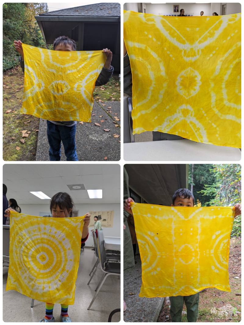 小朋友們展示手染成品