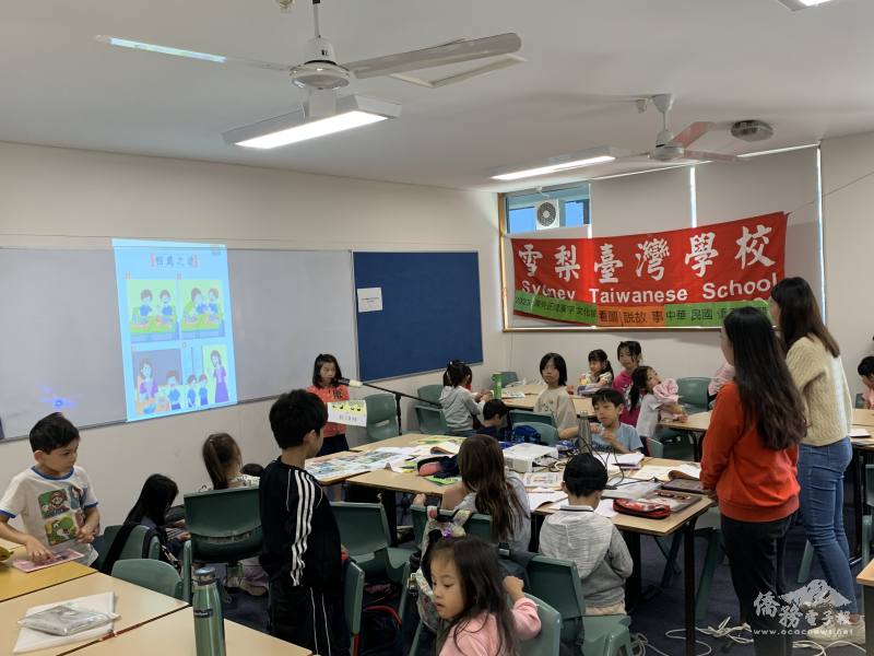 學生上臺練習看圖說故事