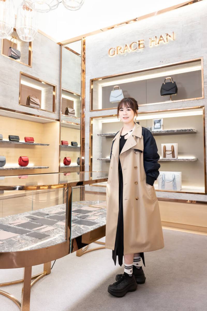 獲英國凱特（Kate）王妃青睞、發源自台灣的品牌Grace Han創辦人王思涵（Grace）27日重新啟動位於精品一級戰區的倫敦旗艦店、推出新品。（Grace Han提供）