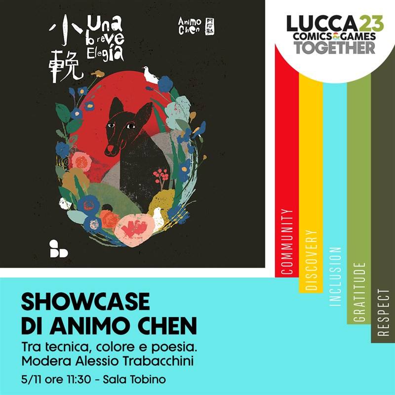 Poster promoting a showcase on Taiwan artist Animo Chen's "Una breve elegia" at the 57th Lucca Comics and Games in Italy. Graphic source: Lucca Comics and Games Facebook page