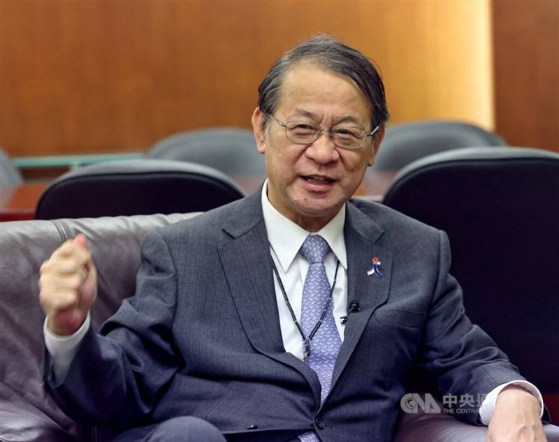 Representative of the Japan-Taiwan Exchange Association Hiroyasu Izumi speaks to CNA during an interview Wednesday in Taipei. CNA photo Nov. 1, 2023