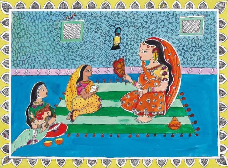 「中華民國第54屆世界兒童畫展」比賽銀牌得獎作品，得獎學生為就讀米拉模範學校（Mira Model School）的阿加渥（Ridhi Aggarwal），畫作主題為Girls' Education（女孩們的教育）