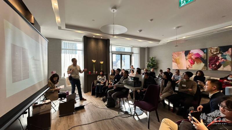 多倫多青創會創業顧問Ethan Lin於創業交流活動現場