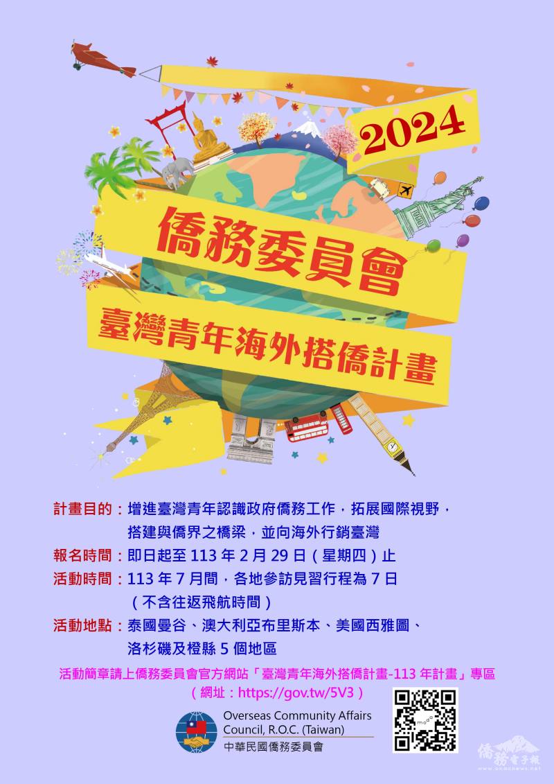 113年臺灣青年海外搭僑計畫海報