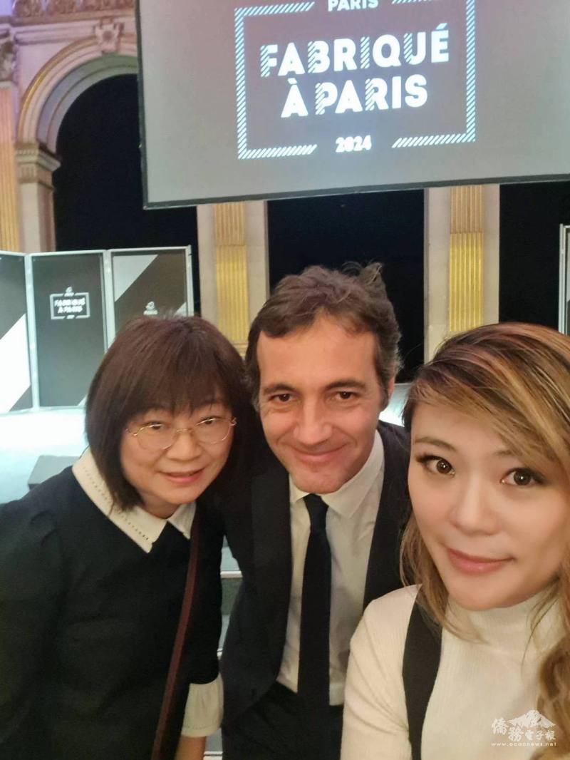 巴黎副市長(Nicolas BONNET-OULALDJ，中)、邱婉惠(右1)與劉素秋(左1)合影
