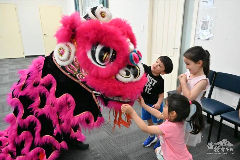 獅子與學生開心互動