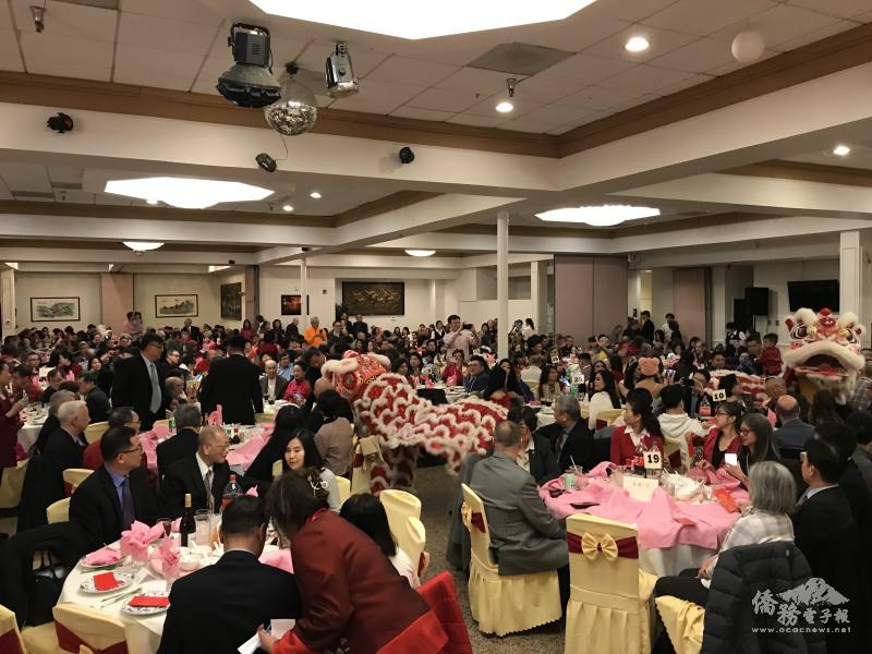 馬州餐廳內舉行的美京中華會館暨全僑春宴現場