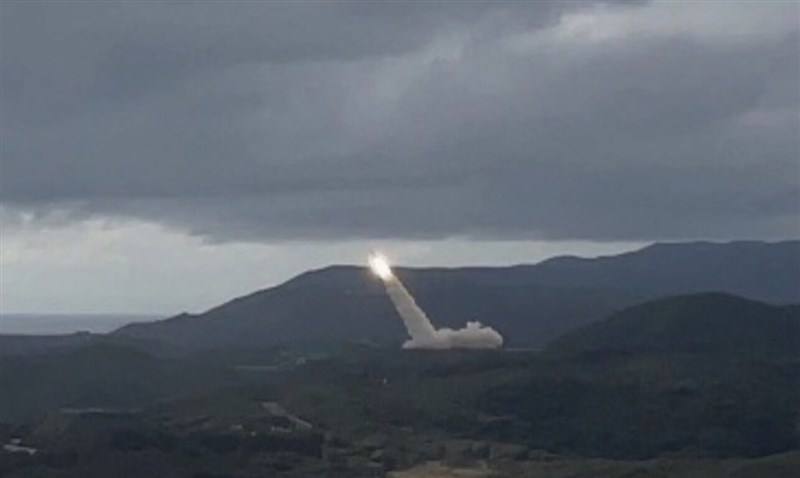 A missile test is launched by National Chung-Shan Institute of Science and Technology from the Jiupeng military base in Pingtiung County on Feb. 7, 2023.