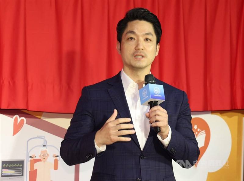 Taipei Mayor Chiang Wan-an speaks at the opening of a long-term care facility in the city.