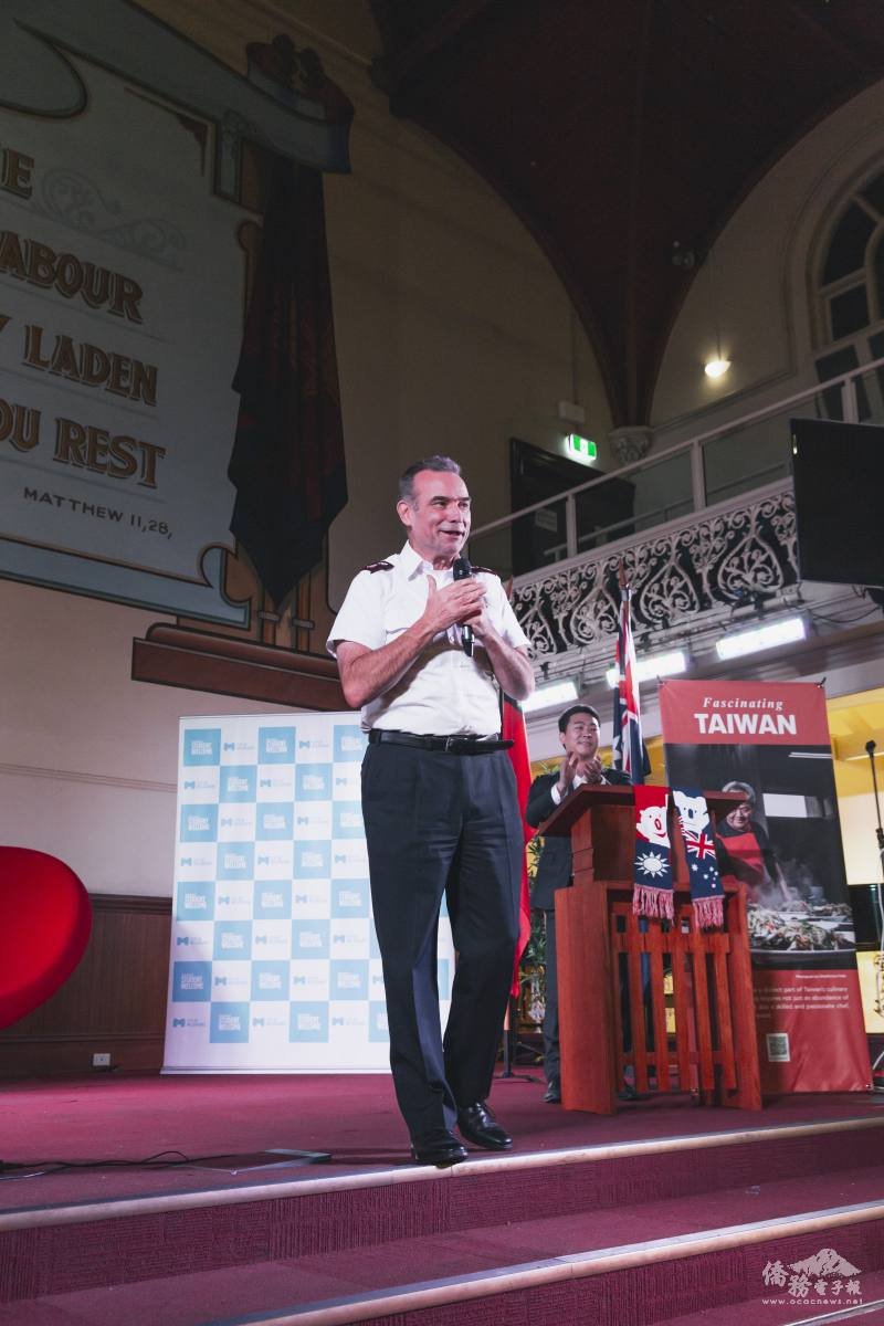 Brendan Nottle致詞時提及臭豆腐。（Author Lin提供）