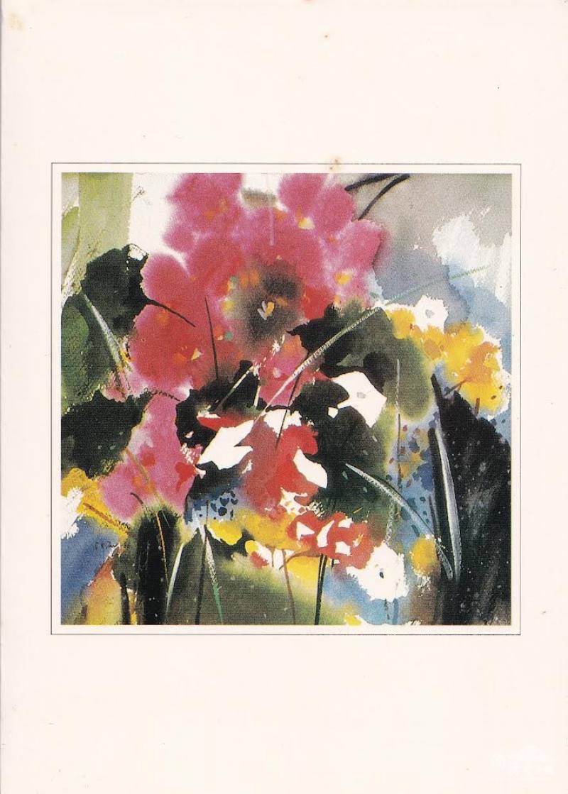 陳昌孔師從馬白水等當代名家，以水彩為主要創作媒材。疫情期間在家中畫下百幅荷花圖，受老子思想：「恍惚見形象，縱橫是天機」影響，頗具禪趣（陳昌孔提供）