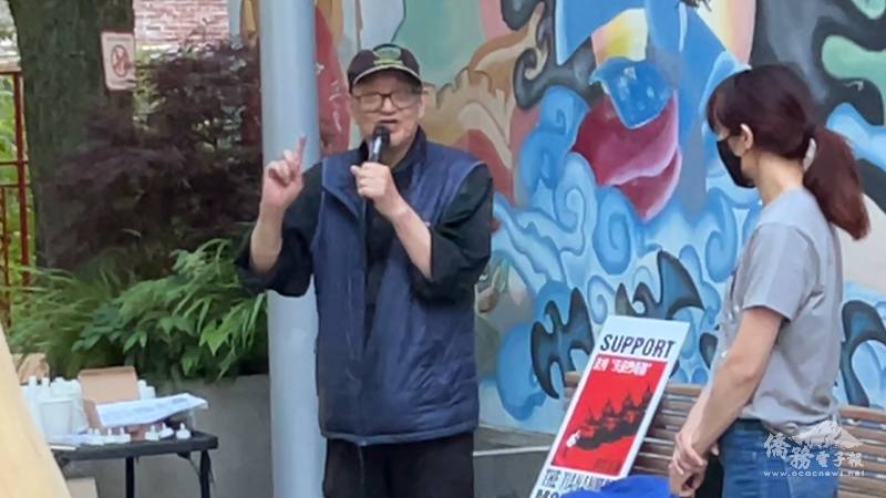 海外香港華人民主人權促進會的謝中之，述說波士頓天安門紀念碑建造由來