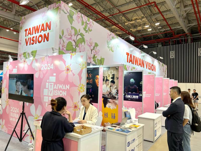 2024年越南電影及電視技術展6日至8日在胡志明市登場，24家台灣的影視業者參展，現場設有台灣館，以面積來看是這次展覽的最大館。（台灣電視劇製作產業聯合總會提供）