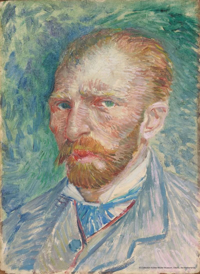 「自畫像」是畫家梵谷對於「人」充滿了激情與愛的另一種體現，他的一生極少拍照，卻一口氣畫了40多張自畫像，也成為梵谷繪畫藝術中的一大特色。（富邦美術館、聯合數位文創提供）