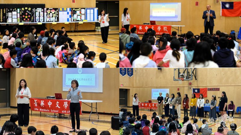 林婕芸(左上)、Raj Chouhan(右上)、陳碧蓮(左下)及學校教師群(右下)期勉學生向學