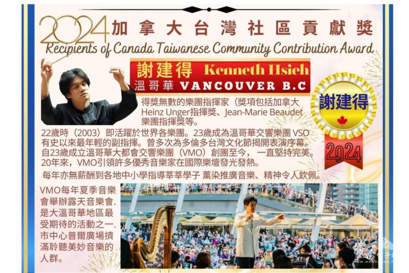 溫哥華謝建得得獎事蹟介紹