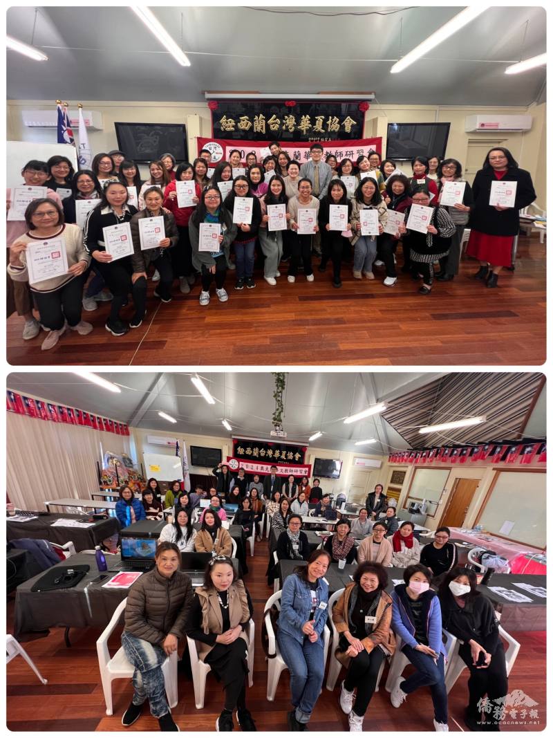 上圖結業式時完成研習學員合照；下圖始業式全體大合照