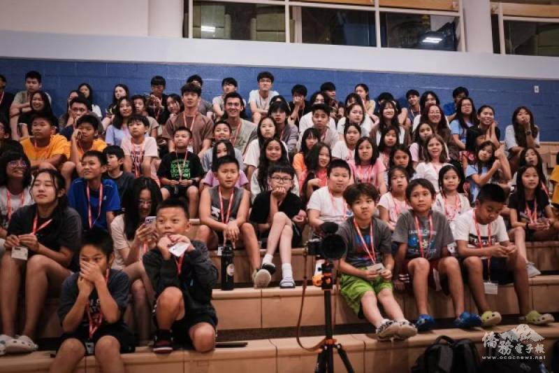 Campers at the first-night orientation