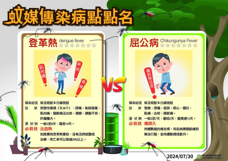 登革熱與屈公病介紹。(疾管署提供)
