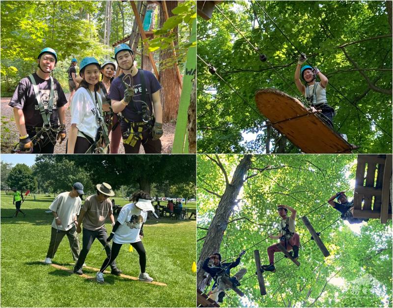 透過戶外活動，高空攀爬及多項闖關活動，年青人很快打成一片，不僅交換商情，也創造共有的美好回憶