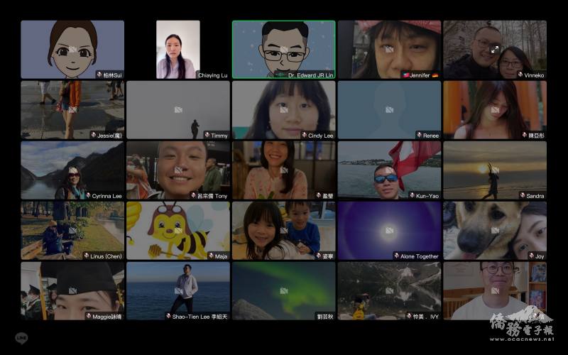 活動吸引80多位僑胞線上參加，講師呂佳盈（左上二）