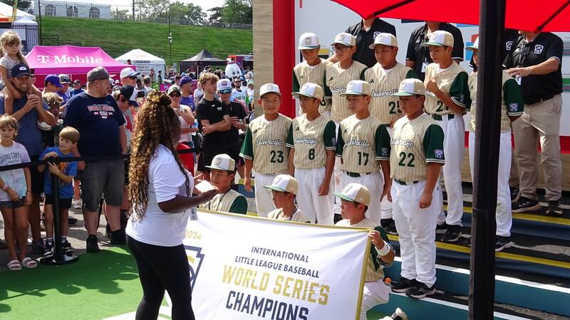 Guishan Elementary School from Taoyuan, Taiwan wins the international title in the Little League Baseball World Series on Saturday. CNA photo
